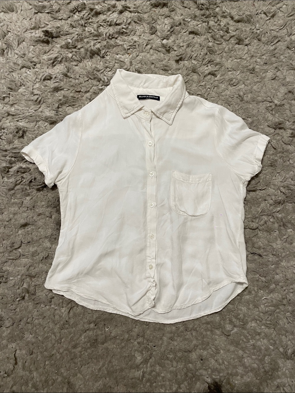 Brandy Melville White Short-Sleeve Button-Down Shirt